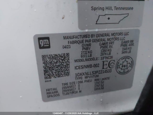 1GKKNLLS3PZ214533 GMC Acadia