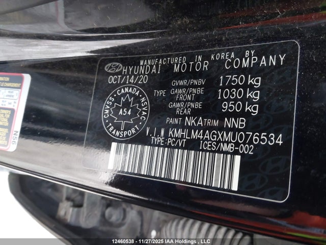 KMHLM4AGXMU076534 Hyundai Elantra Preferred Ivt With Sun And Tech Package