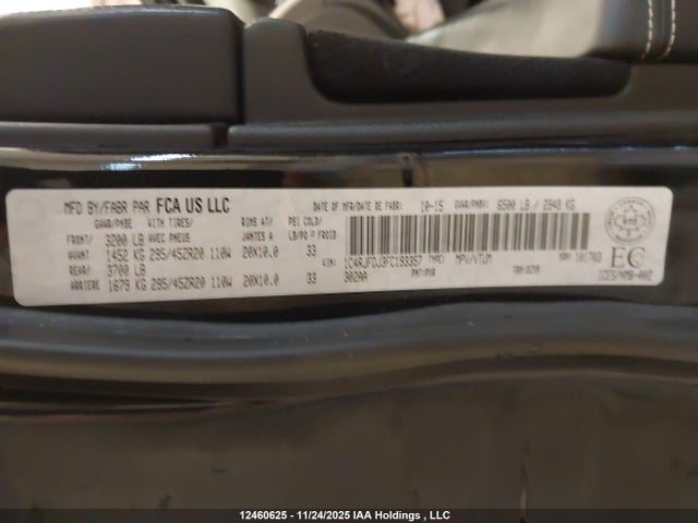 2015 Jeep Grand Cherokee Srt-8 მანქანა იყიდება აუქციონზე, vin: 1C4RJFDJ3FC193357, აუქციონის ნომერი: 12460625