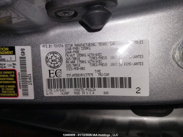 5TFJA5DB1RX137575 Toyota Tundra Crewmax Limited