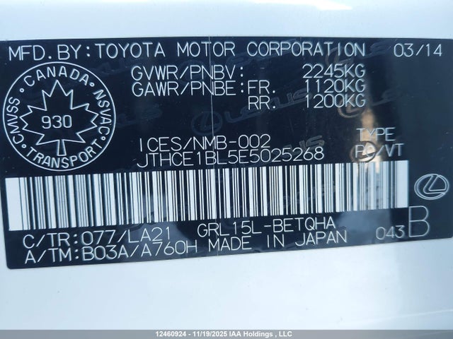 JTHCE1BL5E5025268 Lexus Gs 350 350