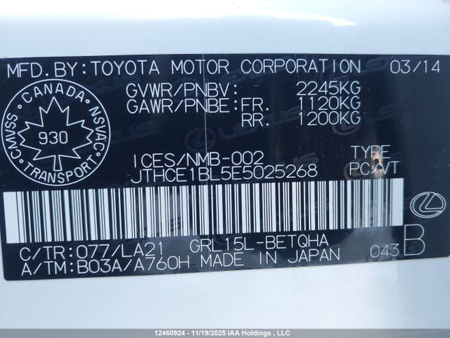 JTHCE1BL5E5025268 Lexus Gs 350 350