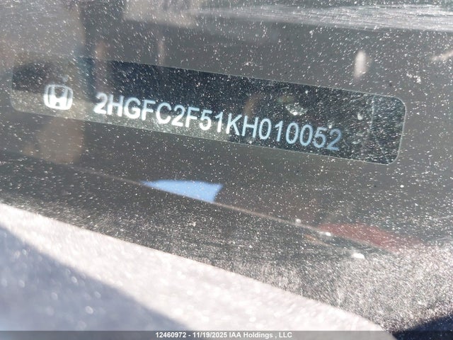 12460972 :رقم المزاد ، 2HGFC2F51KH010052 vin ، 2019 Honda Civic Lx مزاد بيع