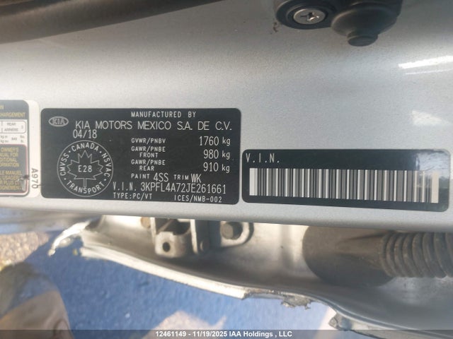 3KPFL4A72JE261661 KIA Forte