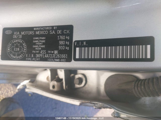3KPFL4A72JE261661 KIA Forte