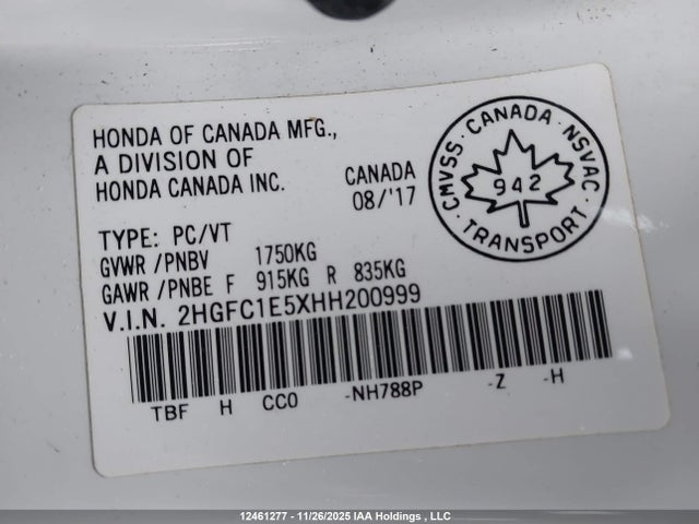 2HGFC1E5XHH200999 Honda Civic Si Si