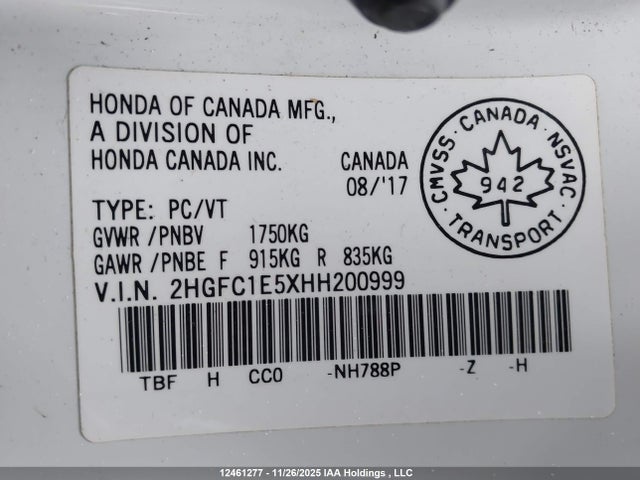 2HGFC1E5XHH200999 Honda Civic Si Si