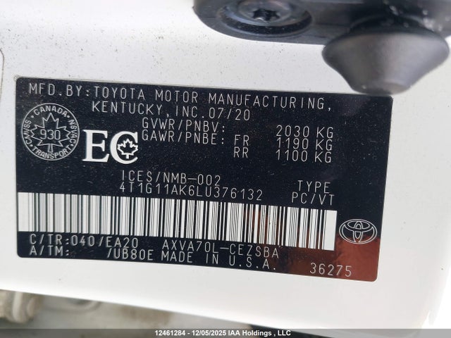 4T1G11AK6LU376132 Toyota Camry