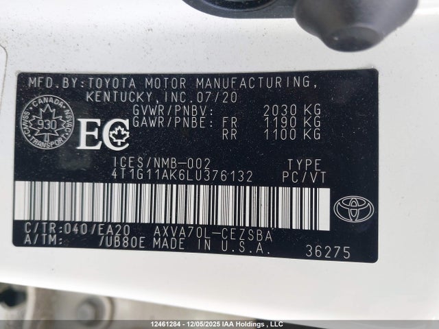 4T1G11AK6LU376132 Toyota Camry