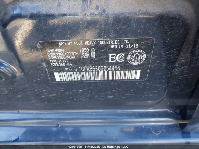 JF1GPAB63GG254486 Subaru 2.0l na