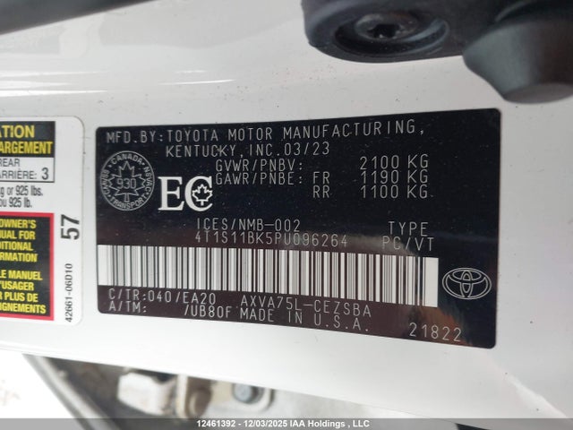 4T1S11BK5PU096264 Toyota Camry Se Night Shade/se
