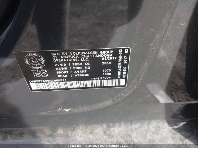 1VWBT7A39HC050811 Volkswagen Passat 1.8 Tsi Comfortline
