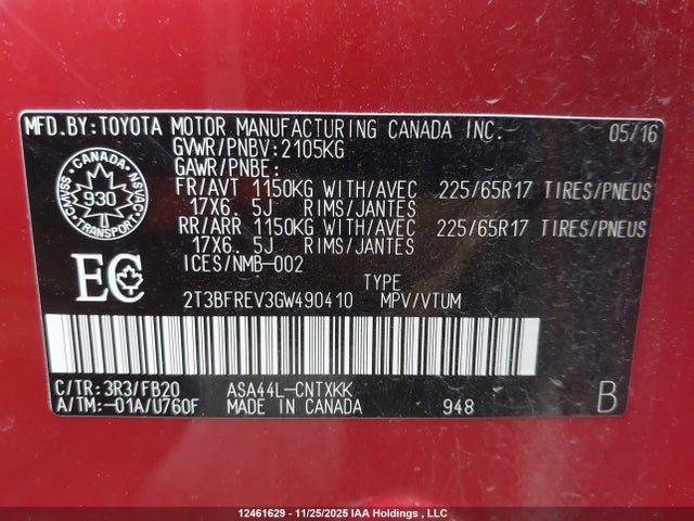 Toyota RAV4 LE 2016 2T3BFREV3GW490410 Image 18