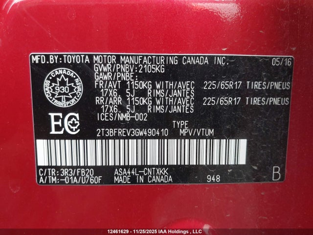 Toyota RAV4 LE 2016 2T3BFREV3GW490410 Image 9