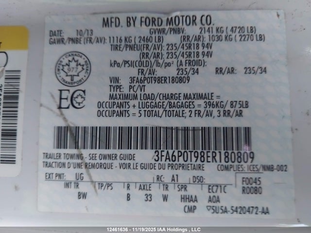 Ford FUSION SE 2014 3FA6P0T98ER180809 Image 35