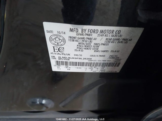 2LMDJ8JK9FBL26268 Lincoln MKX