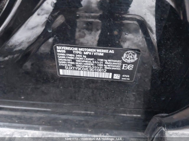 Aukcja sprzedaży 2020 Bmw X3 Xdrivem40i, vin: 5UXTY9C0XL9D10812, numer aukcji: 12461773