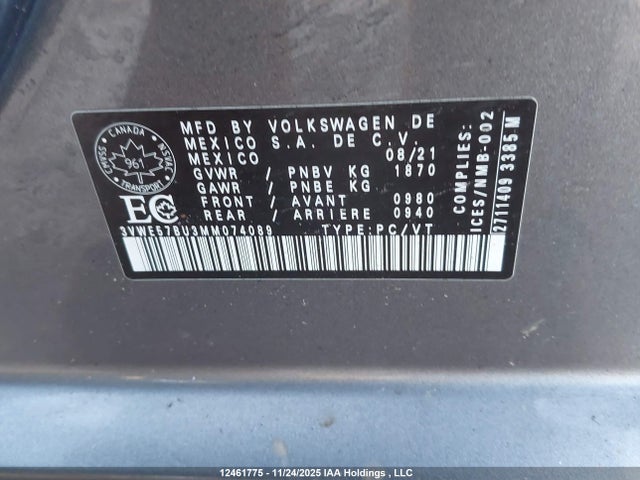 Volkswagen Jetta Highline 2021 3VWE57BU3MM074089 Image 9