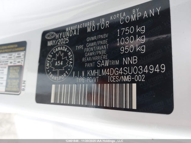Продаж на аукціоні авто 2025 Hyundai Elantra, vin: KMHLM4DG4SU034949, номер лоту: 12461848