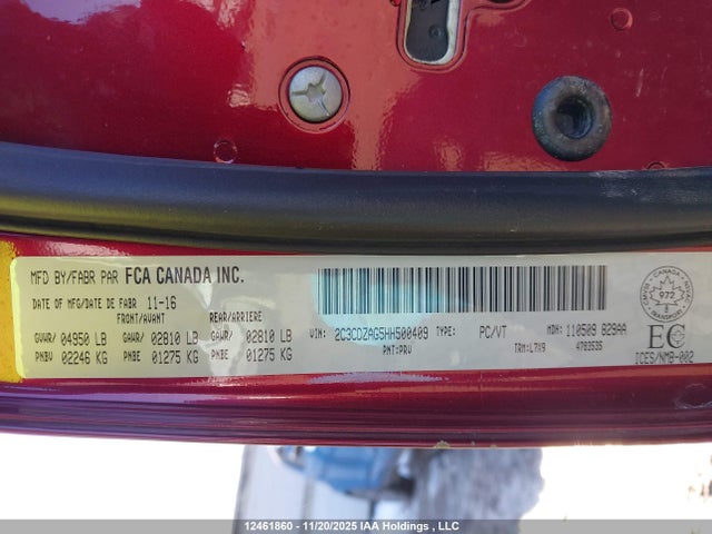 12461860 :رقم المزاد ، 2C3CDZAG5HH500409 vin ، 2017 Dodge Challenger Sxt مزاد بيع