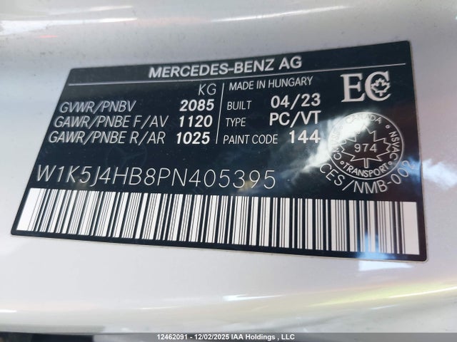 W1K5J4HB8PN405395 Mercedes-Benz Cla 250 Coupe 4matic