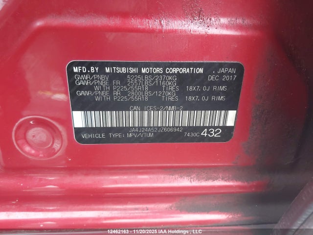 JA4J24A52JZ606942 Mitsubishi Outlander Se/gt