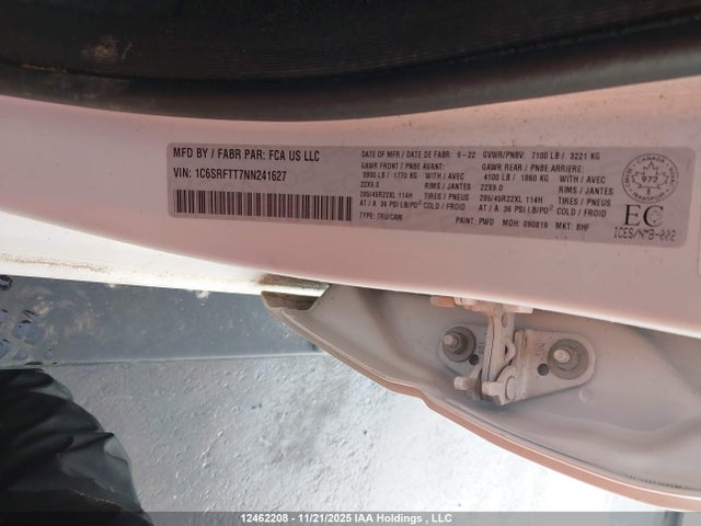 Aukcja sprzedaży 2022 Dodge Ram 1500, vin: 1C6SRFTT7NN241627, numer aukcji: 12462208
