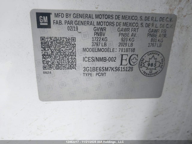 3G1BE6SM7KS615128 Chevrolet CRUZE LT