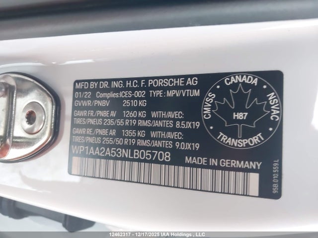 WP1AA2A53NLB05708 Porsche Macan