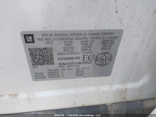 2GNAXUEV1M6150909 Chevrolet EQUINOX LT
