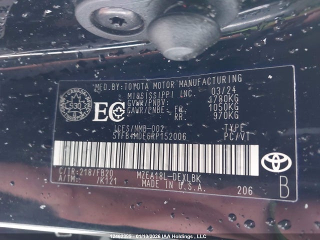 12462399 :رقم المزاد ، 5YFB4MDE6RP152006 vin ، 2024 Toyota Corolla مزاد بيع