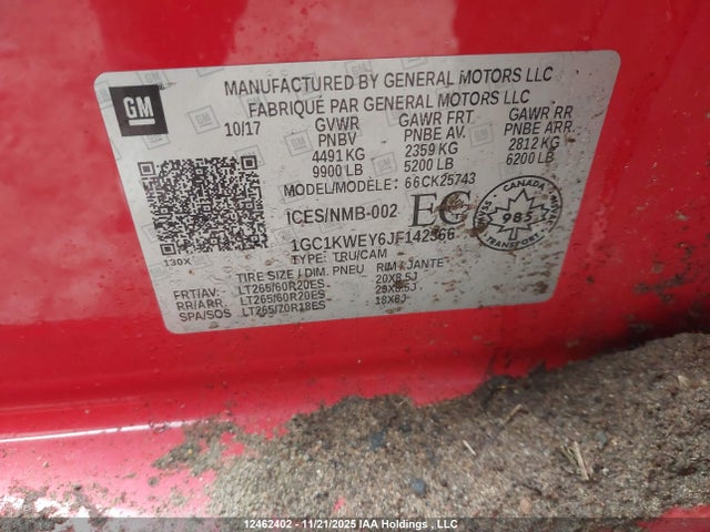 1GC1KWEY6JF142366 Chevrolet Silverado K2500 Heavy Duty Ltz