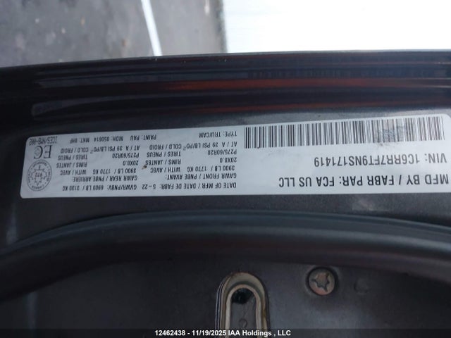 1C6RR7FT9NS171419 RAM 1500 Classic Tradesman