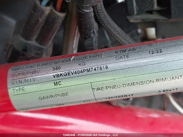 Продаж на аукціоні авто 2023 Ktm Sm700, vin: VBKGEV404PM747819, номер лоту: 12462446