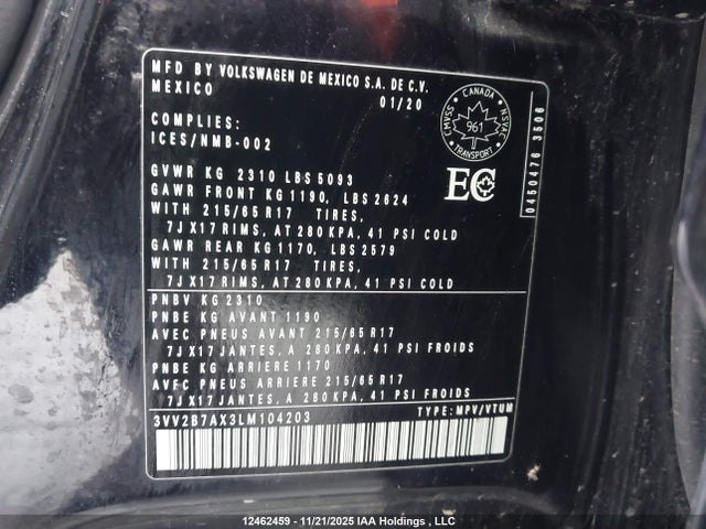 3VV2B7AX3LM104203 Volkswagen Tiguan