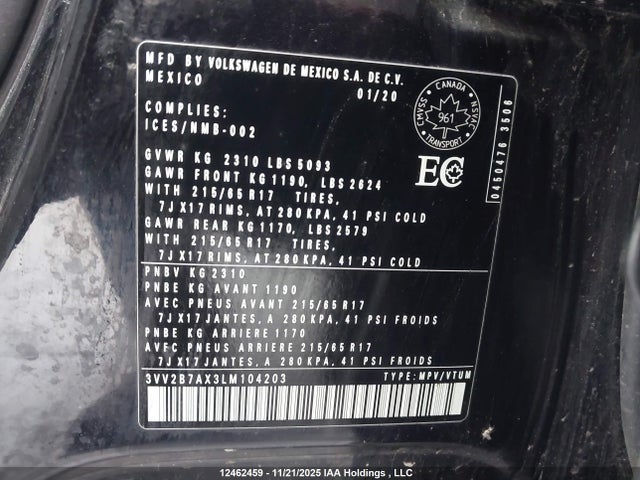 3VV2B7AX3LM104203 Volkswagen Tiguan