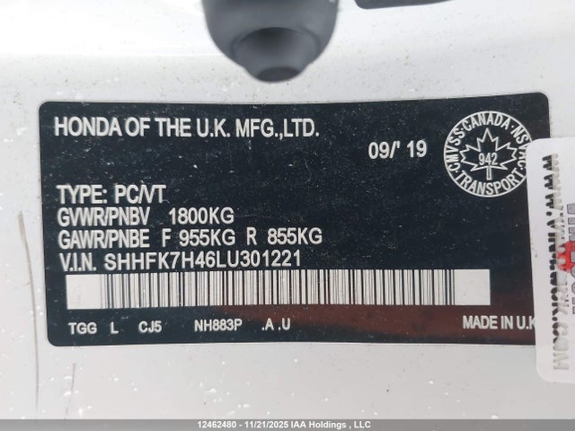 SHHFK7H46LU301221 Honda Civic