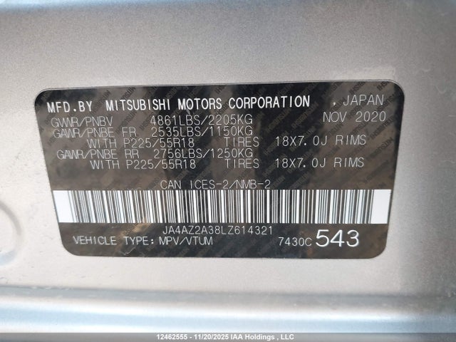 JA4AZ2A38LZ614321 Mitsubishi Outlander Es