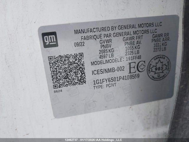 1G1FY6S01P4108559 Chevrolet Bolt Euv Lt
