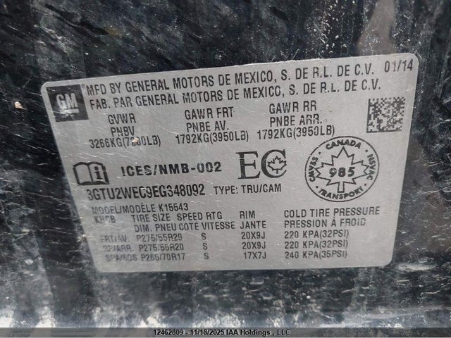 3GTU2WEC9EG348092 GMC SIERRA 1500
