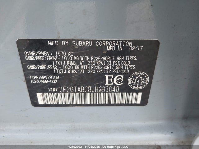 JF2GTABC8JH233048 Subaru Crosstrek Premium