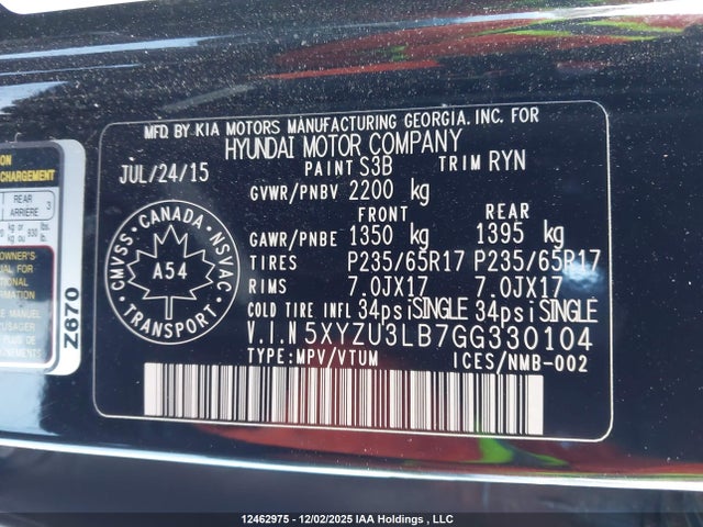5XYZU3LB7GG330104 Hyundai Santa Fe Sport 2.4 Premium