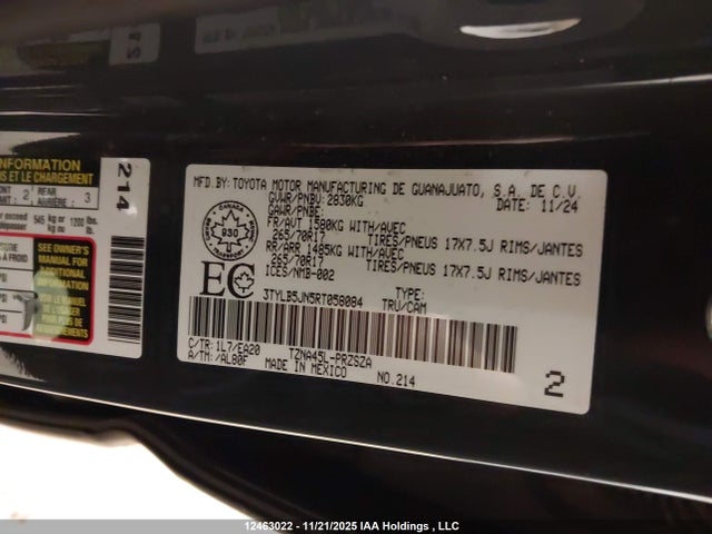 12463022 :رقم المزاد ، 3TYLB5JN5RT058084 vin ، 2024 Toyota Tacoma مزاد بيع