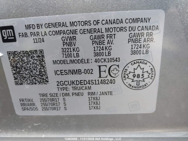 2GCUKDED4S1148240 Chevrolet Silverado K1500 Lt