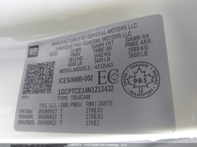 Продаж на аукціоні авто 2022 Chevrolet Colorado, vin: 1GCPTCE14N1213432, номер лоту: 12463072