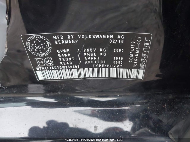 WVWLF7AU7GW250803 Volkswagen Golf R 2.0 Tsi