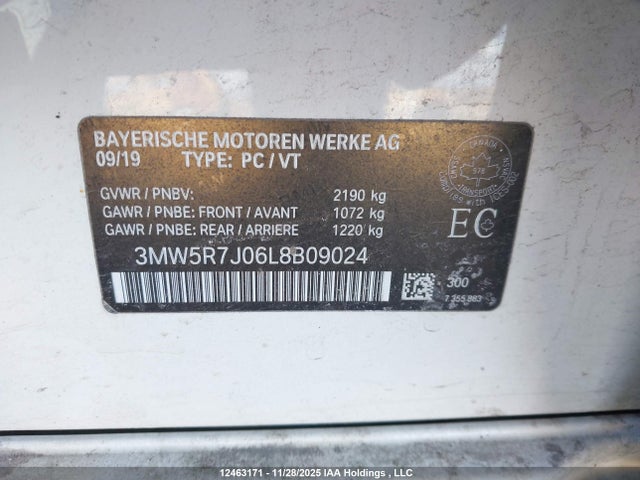 Продаж на аукціоні авто 2020 Bmw 330i Xdrive, vin: 3MW5R7J06L8B09024, номер лоту: 12463171