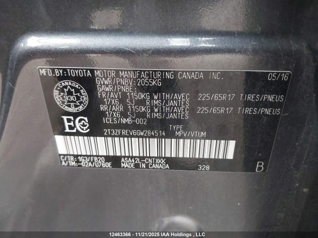 2T3ZFREV6GW284514 Toyota RAV4 LE