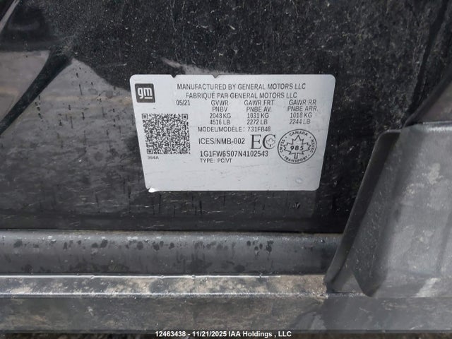 1G1FW6S07N4102543 Chevrolet Bolt Ev 1lt