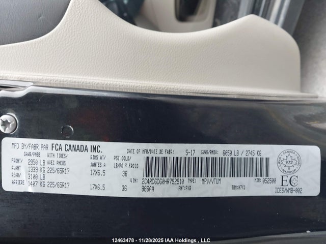 2C4RDGDG0HR792910 Dodge Grand Caravan